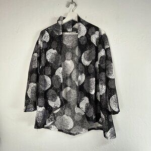 All Hours Womens Black & White Open Front Cardigan Jacket Large Stretch USA Made